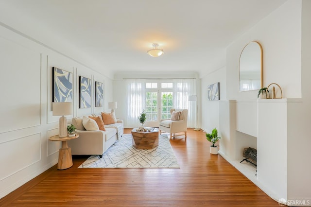 living room featuring light wood-type flooring