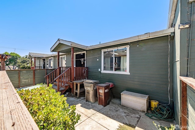 view of front of home with a patio area