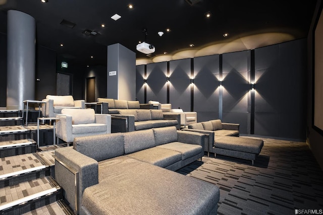 201 Folsom St Unit 2A, San Francisco, CA 94105 - home theater featuring carpet and a decorative wall