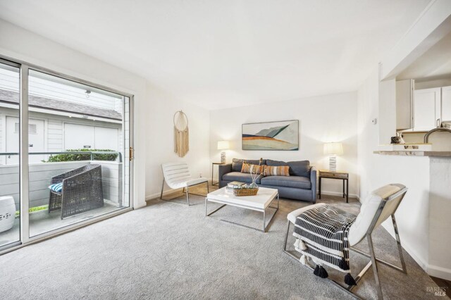 148 Larkspur Plaza Dr, Larkspur, CA 94939 - living room featuring healthy amount of natural light, carpet floors, and baseboards