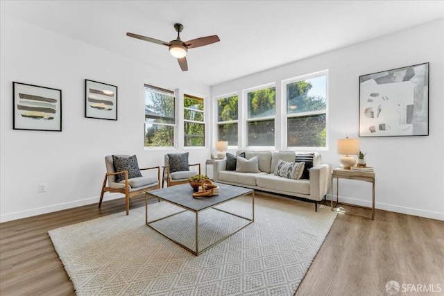 114 Emerald Cove Ter, San Francisco, CA 94134 - living room featuring ceiling fan, wood finished floors, and baseboards