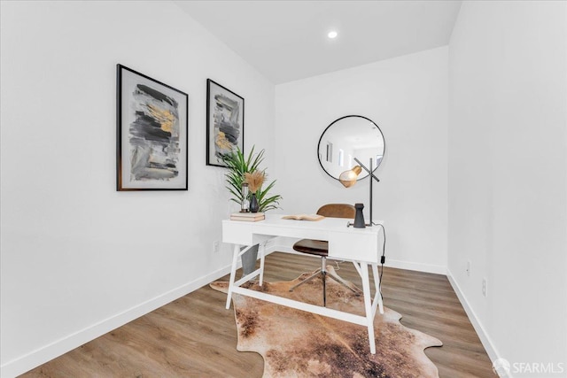 114 Emerald Cove Ter, San Francisco, CA 94134 - home office with baseboards, wood finished floors, and recessed lighting