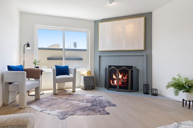 389 Belmont St Unit 306, Oakland, CA 94610 - living area with a fireplace with flush hearth and wood finished floors