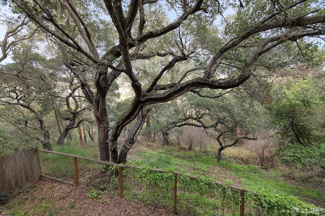 110 Sheridan Rd, Oakland, CA 94618 - view of yard featuring fence and a wooded view