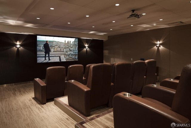 view of carpeted home theater