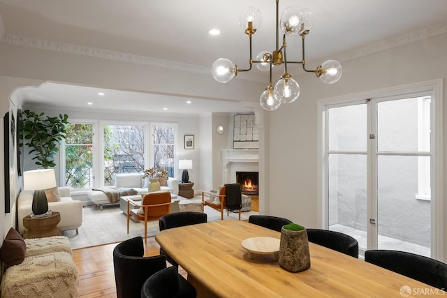 dining area with crown molding