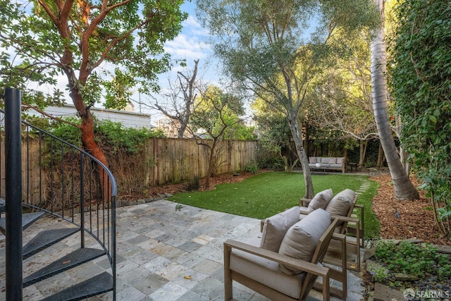 view of patio / terrace featuring an outdoor living space