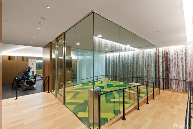 wine area featuring light hardwood / wood-style flooring