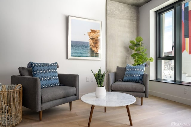 sitting room featuring light hardwood / wood-style floors