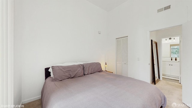 460 N Civic Dr Unit 317, Walnut Creek, CA 94596 - bedroom featuring carpet floors, baseboard heating, a closet, and a high ceiling