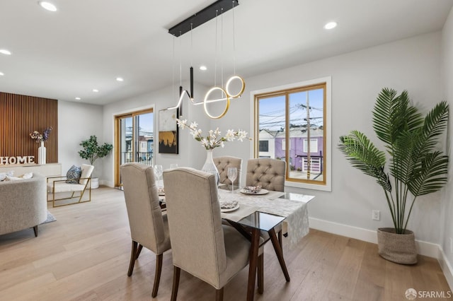 2055 42nd Ave, San Francisco, CA 94116 - dining area with light wood finished floors, recessed lighting, and a chandelier