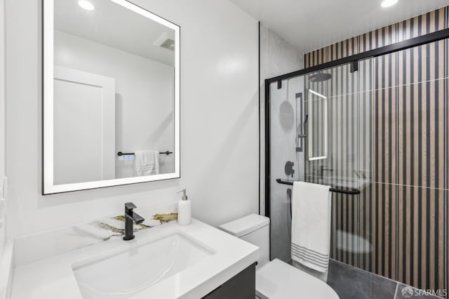 2055 42nd Ave, San Francisco, CA 94116 - bathroom featuring vanity, a shower stall, and recessed lighting