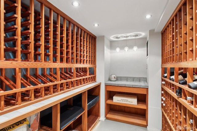 wine room featuring recessed lighting