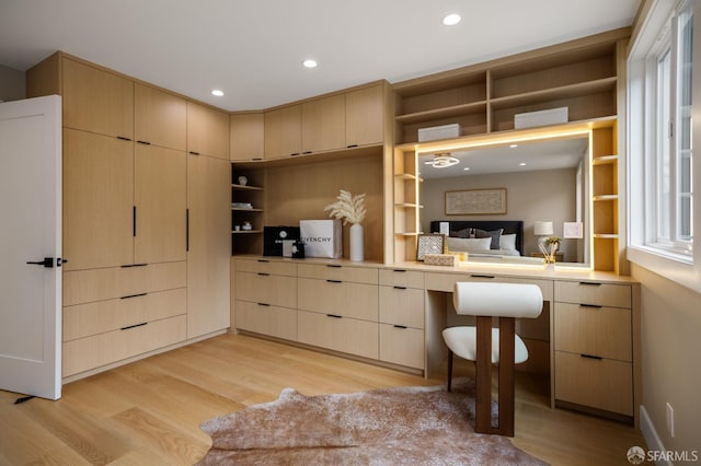 spacious closet featuring light wood finished floors