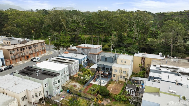 aerial view of a heavily wooded area