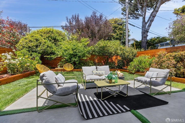 26 Southwood Dr, San Francisco, CA 94112 - fenced backyard featuring outdoor lounge area and a patio