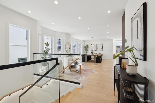 26 Southwood Dr, San Francisco, CA 94112 - corridor featuring recessed lighting, light wood finished floors, and an upstairs landing