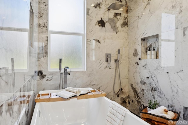 26 Southwood Dr, San Francisco, CA 94112 - bathroom featuring a tub to relax in and a marble finish shower