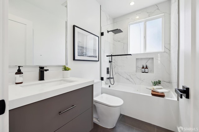 26 Southwood Dr, San Francisco, CA 94112 - bathroom with vanity, shower / tub combination, toilet, and tile patterned floors