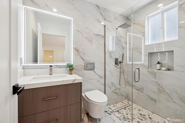26 Southwood Dr, San Francisco, CA 94112 - full bath with a marble finish shower, vanity, toilet, and tile walls
