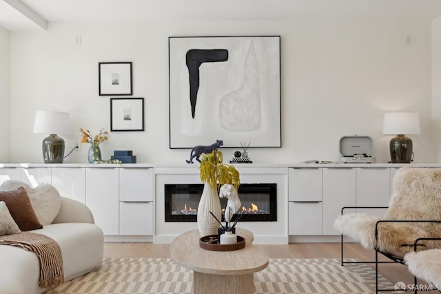 26 Southwood Dr, San Francisco, CA 94112 - living area with a glass covered fireplace and light wood-style flooring