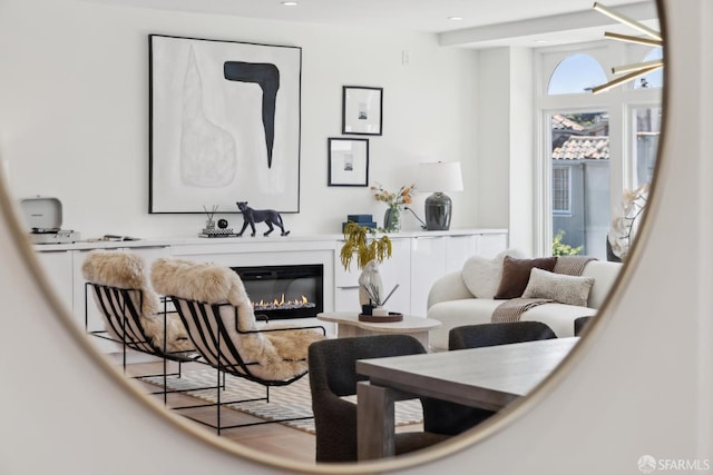 26 Southwood Dr, San Francisco, CA 94112 - living area featuring a glass covered fireplace and recessed lighting
