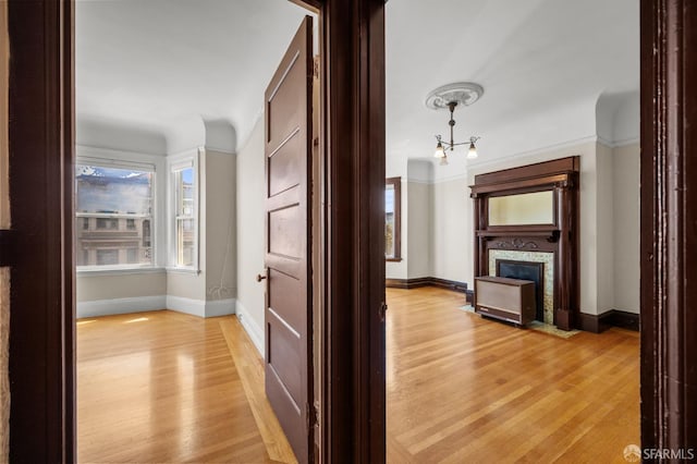 3340 24th St, San Francisco, CA 94110 - corridor with baseboards and light wood-style flooring