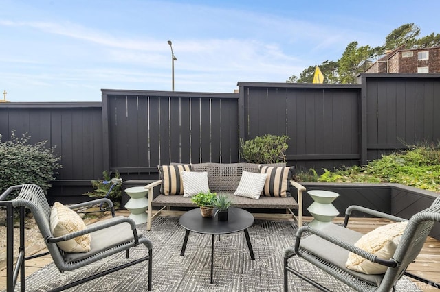 view of patio with an outdoor living space