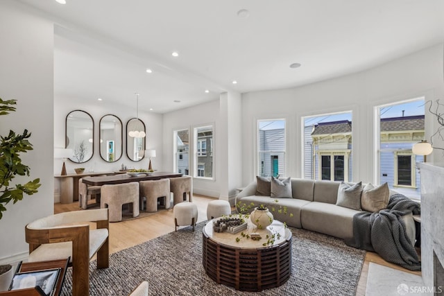 267 Bonview St, San Francisco, CA 94110 - living area featuring light wood-type flooring and recessed lighting