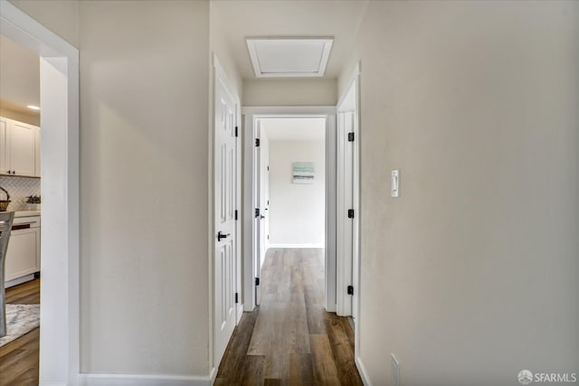 hall featuring dark hardwood / wood-style flooring