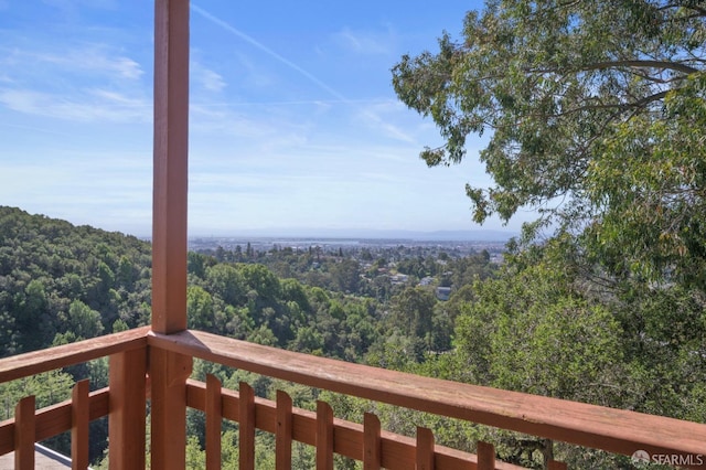 balcony with a wooded view