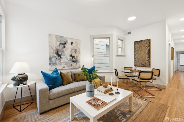 living room with wood-type flooring