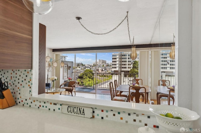 dining space with a view of city