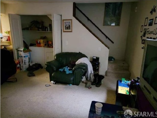 living room featuring carpet flooring