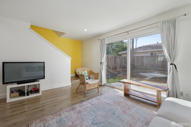 living room with wood-type flooring