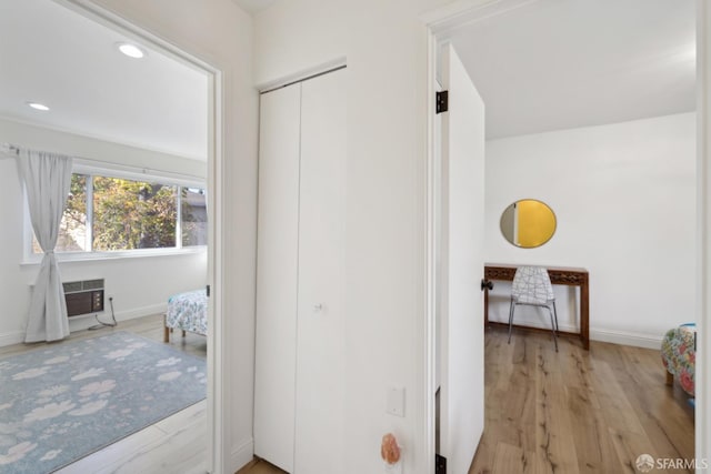 hallway featuring light wood-type flooring