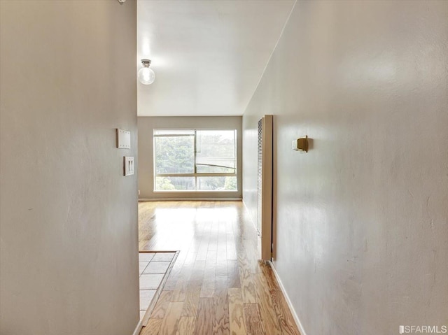 hall featuring light wood-type flooring