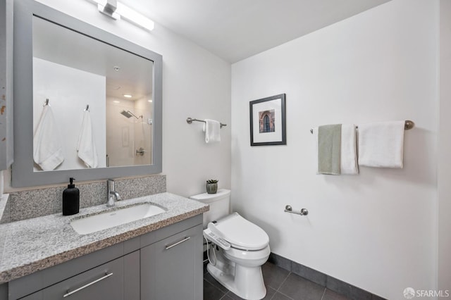 170 King St Unit 1006, San Francisco, CA 94107 - bathroom with vanity, a shower, and tile patterned flooring