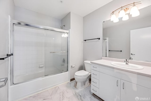8100 Oceanview Ter Unit 117, San Francisco, CA 94132 - full bathroom with vanity, toilet, bath / shower combo with glass door, and marble finish floors