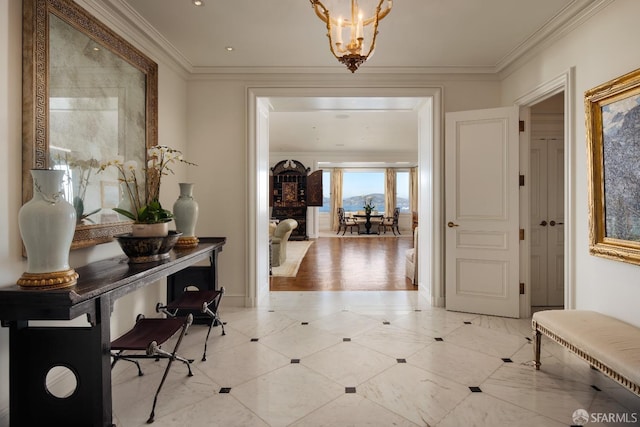 corridor with ornamental molding