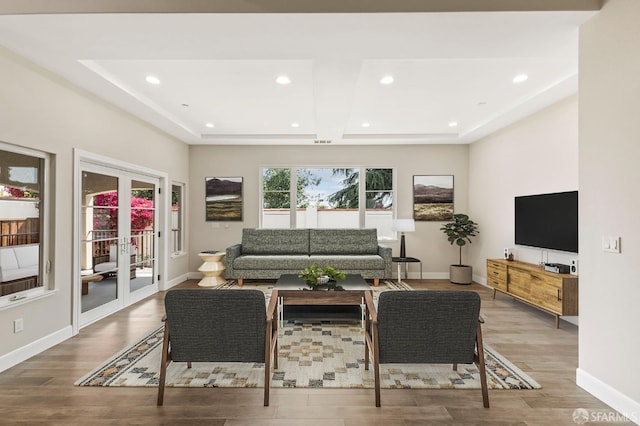 42119 Vinha Way, Fremont, CA 94539 - living room with wood finished floors, baseboards, recessed lighting, and french doors