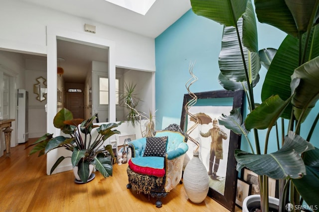 157-167 Vicksburg St, San Francisco, CA 94114 - sitting room with wood finished floors, a skylight, and a heating unit