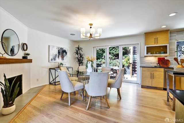 1751 Leimert Blvd, Oakland, CA 94602 - dining area featuring a chandelier, light wood-style floors, and recessed lighting