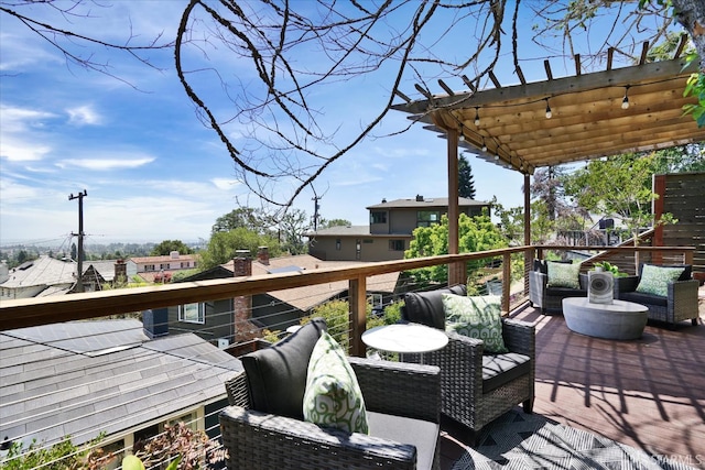 1751 Leimert Blvd, Oakland, CA 94602 - deck featuring an outdoor hangout area and a pergola