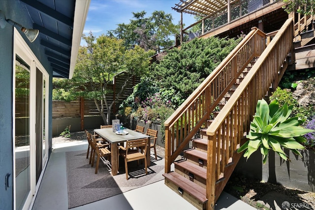 1751 Leimert Blvd, Oakland, CA 94602 - view of patio / terrace with stairs and outdoor dining area