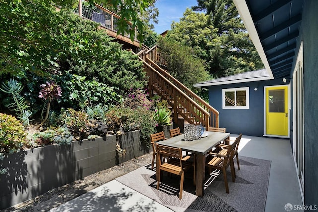 1751 Leimert Blvd, Oakland, CA 94602 - view of patio / terrace with stairs and outdoor dining space