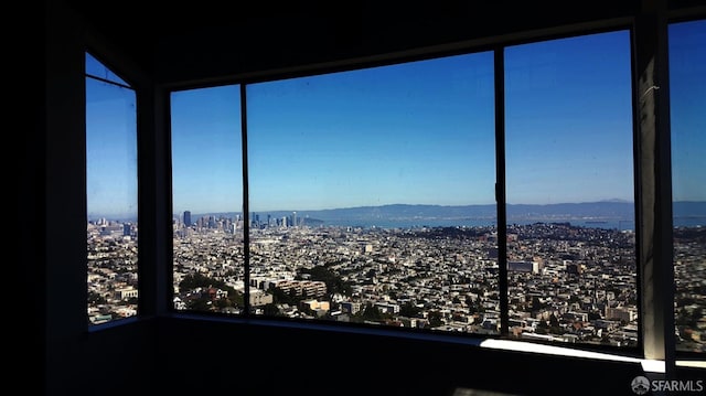 view of mountain feature with a view of city