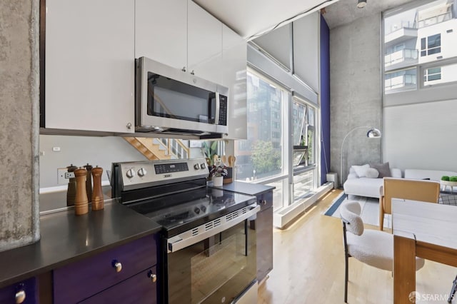 311 Oak St Unit 301, Oakland, CA 94607 - kitchen featuring stainless steel appliances, healthy amount of natural light, wood finished floors, and white cabinetry