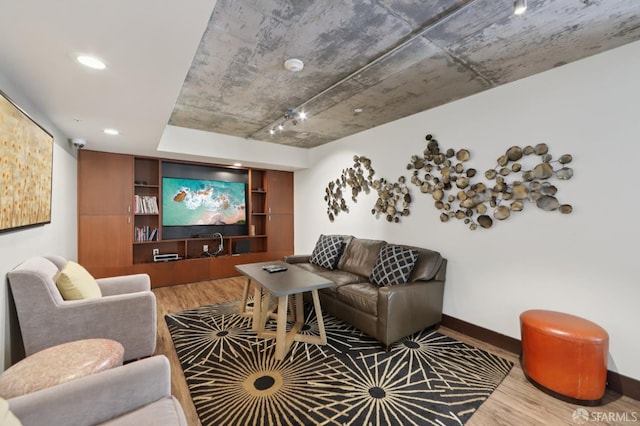311 Oak St Unit 301, Oakland, CA 94607 - home theater room with wood finished floors, baseboards, and recessed lighting
