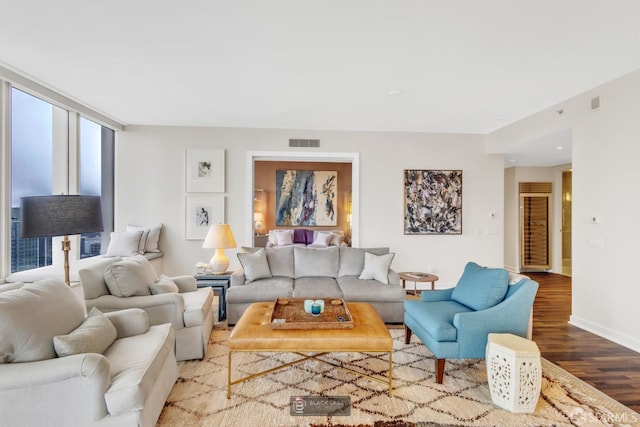 301 Mission St Unit 40D, San Francisco, CA 94105 - living room with wood finished floors and baseboards